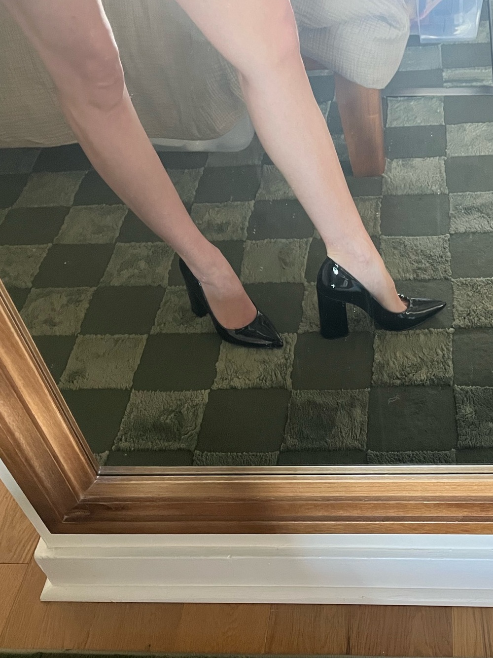 Massimo Matteo Dawn Black Patent Pointed Toe Block Heel Pumps Size 7 - Picture 8 of 8